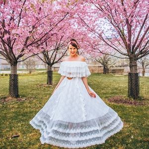 White maxi dress off shoulder | XA JAASE